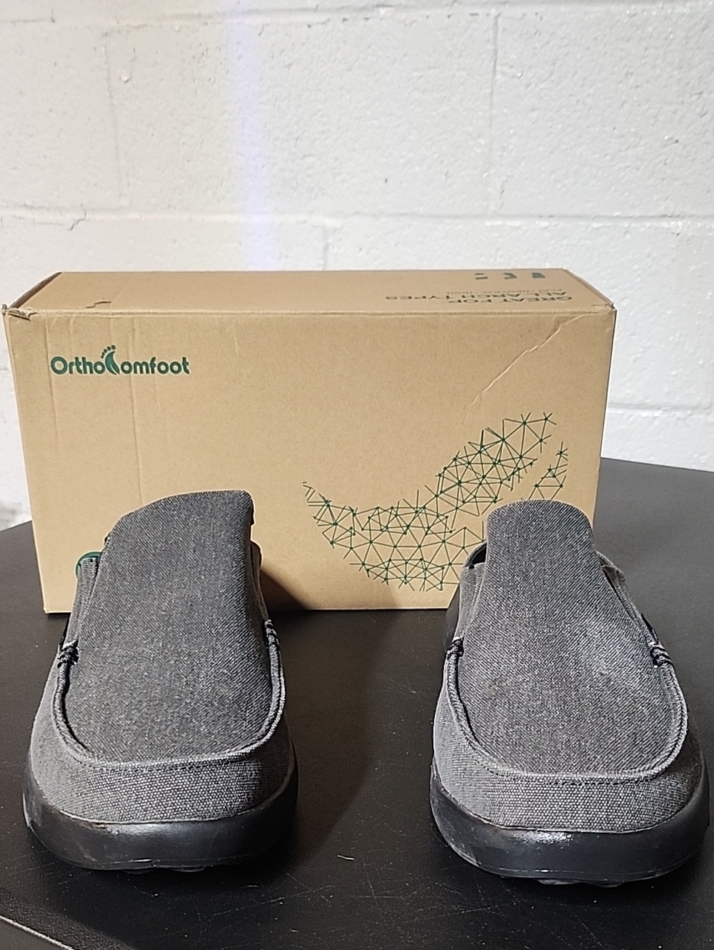 OrthoComfoot Men’s Gray Slip-On Loafers
